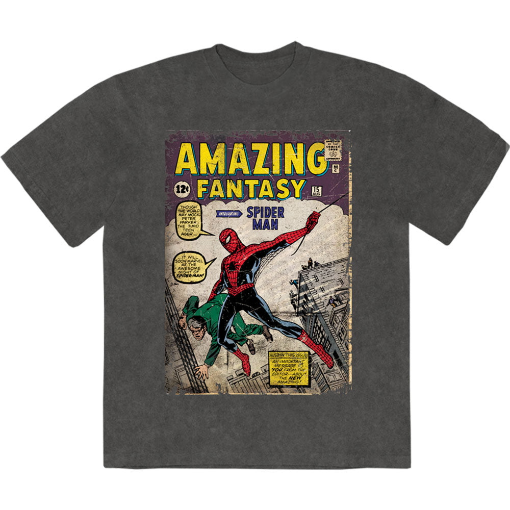Marvel Comics T Shirt - Spider-Man Amazing Fantasy Stone Wash | Buy Now For 24.99