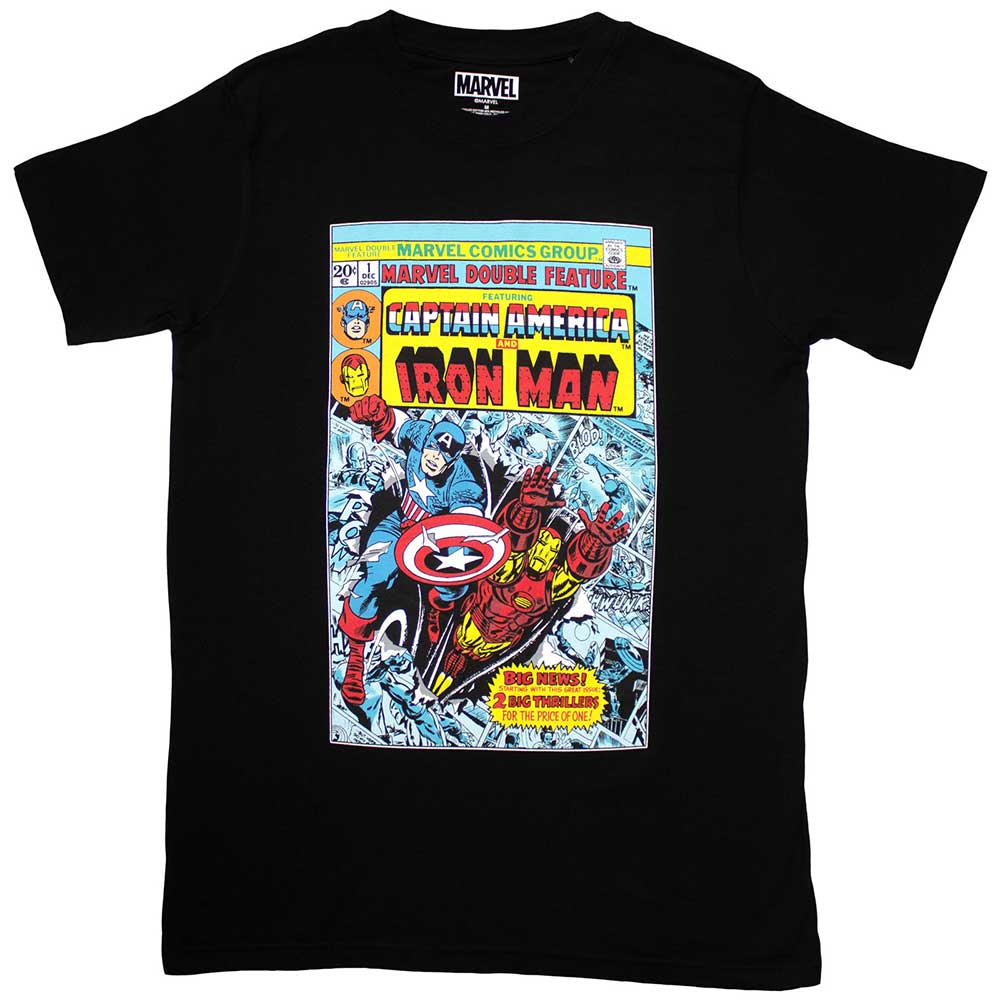 Marvel Comics T Shirt - Captain America & Iron Man Comic Cover