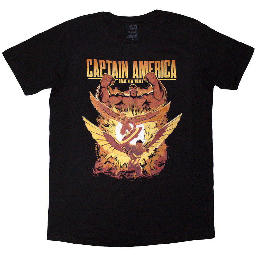 Marvel Comics T Shirt - Capt. America Brave New World Explosion | Buy Now For 19.99