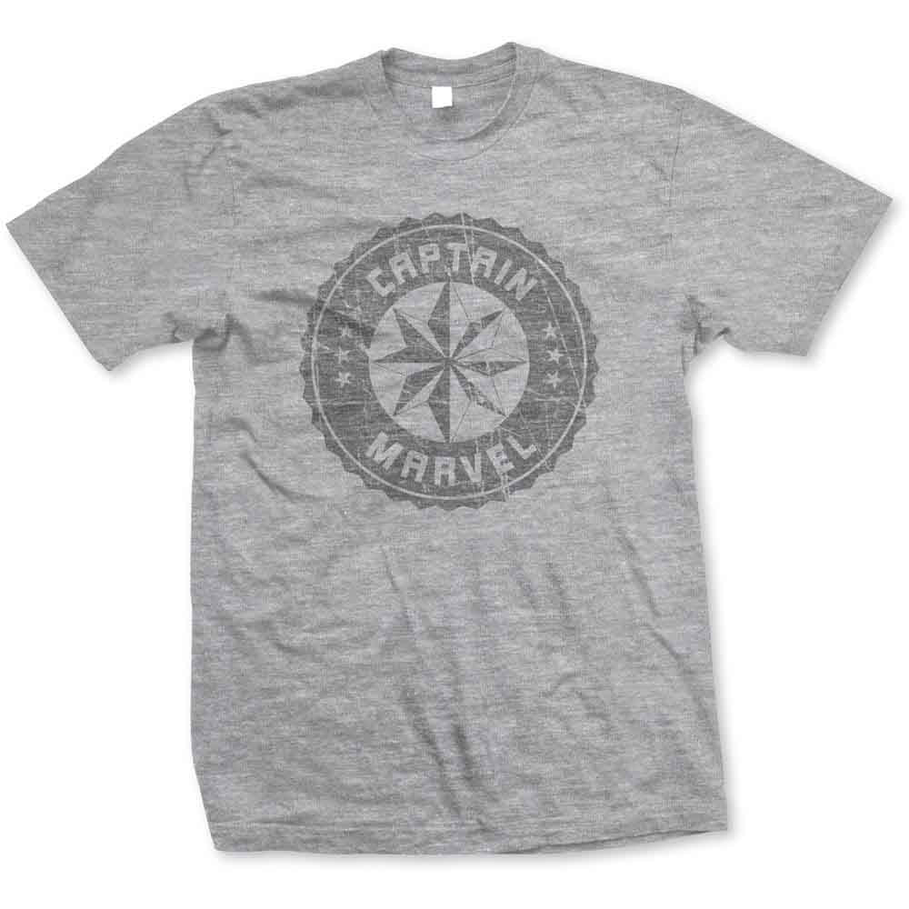 Marvel Comics T Shirt - Captain Marvel Grey Circle