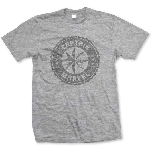 Marvel Comics T Shirt - Captain Marvel Grey Circle