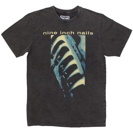 Nine Inch Nails T Shirt - PHM & Text Logo Stone Wash