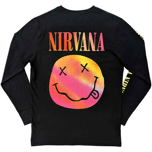 Nirvana Long Sleeve T Shirt - Gradient Happy Face