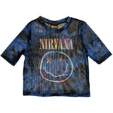 Nirvana Women's Short Sleeve Crop Top - Pastel Happy Face | Buy Now For 24.99