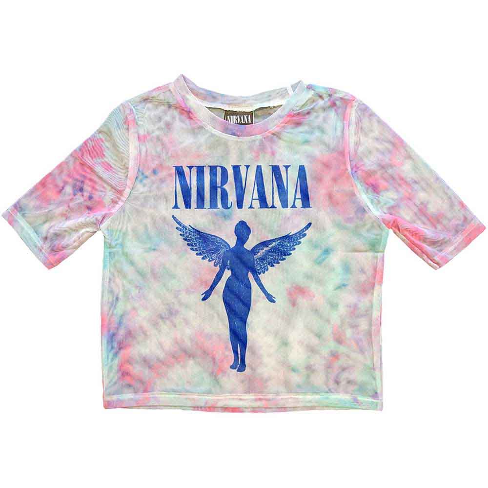 Nirvana Women's Short Sleeve Crop Top - Angelic Blue Mono | Buy Now For 24.99