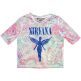 Nirvana Women's Short Sleeve Crop Top - Angelic Blue Mono | Buy Now For 24.99