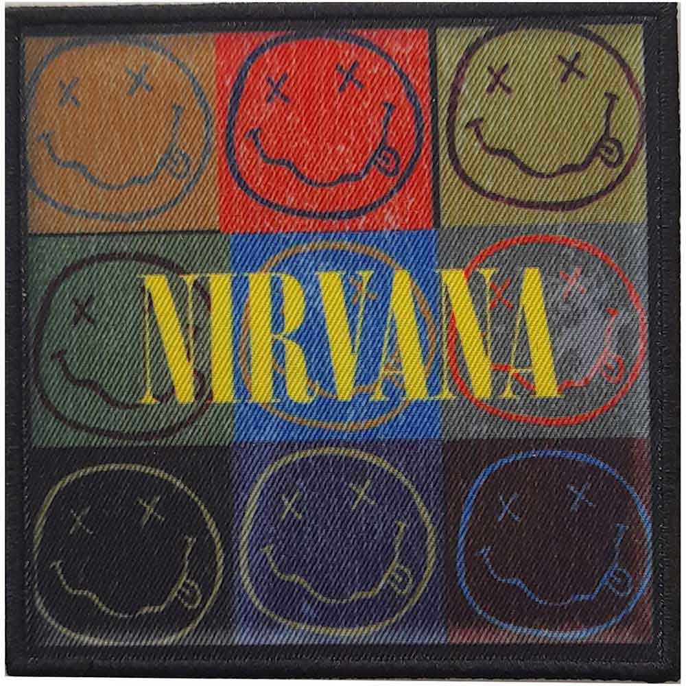 Nirvana Patches - Iron On - Distressed Happy Face Blocks