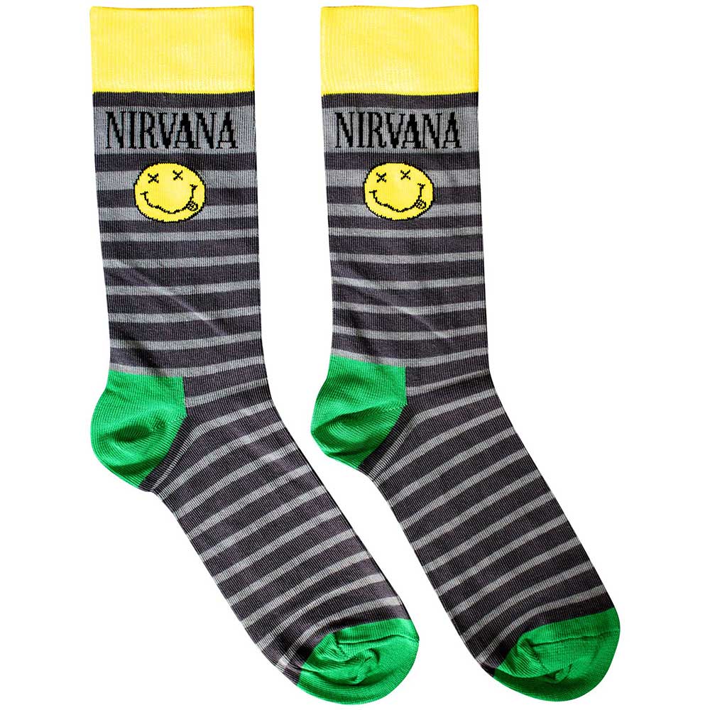 Nirvana Ankle Socks - Happy Face & Logo Stripes