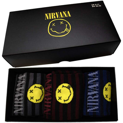Nirvana Ankle Socks Box Set - Happy Face Stripes