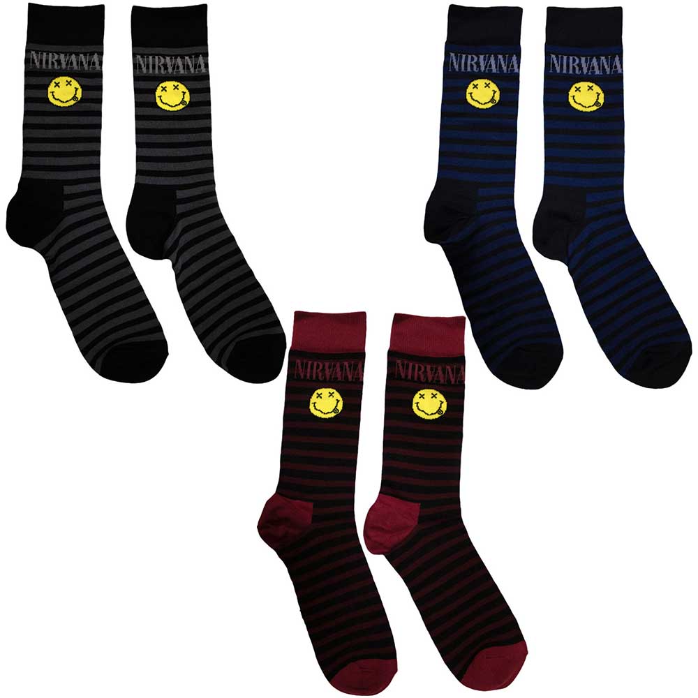 Nirvana Ankle Socks Box Set - Happy Face Stripes