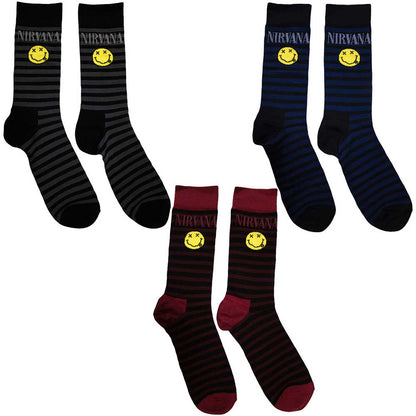 Nirvana Ankle Socks Box Set - Happy Face Stripes