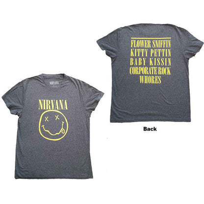 Nirvana T Shirt - Yellow Happy Face Flower Sniffin' | Buy Now For 24.99