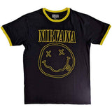 Nirvana T Shirt - Outline Happy Face Ringer