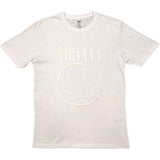 Nirvana T Shirt - White Happy Face Hi-Build