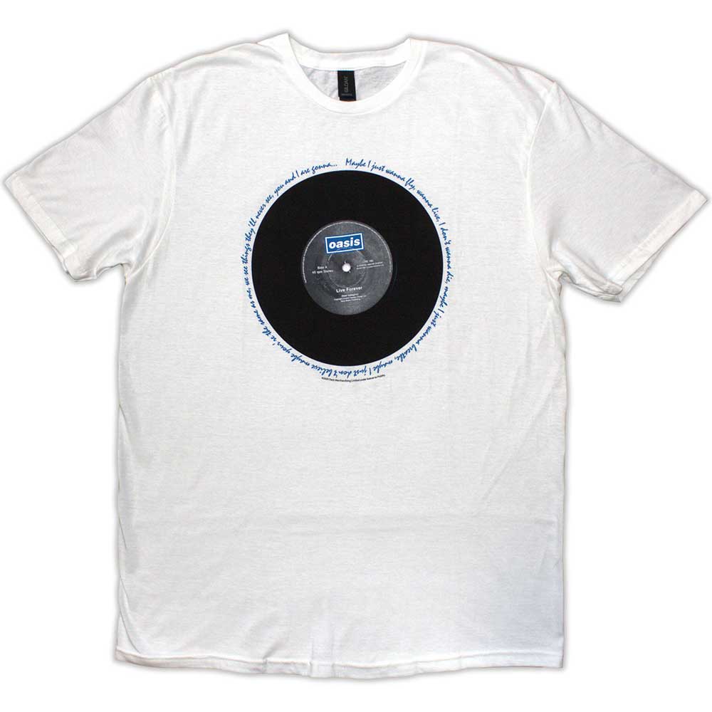 Oasis White T Shirt - Live Forever Single