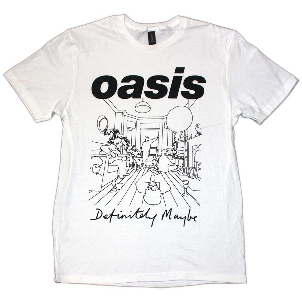 Oasis White T Shirt - Definitely Maybe Line Drawing