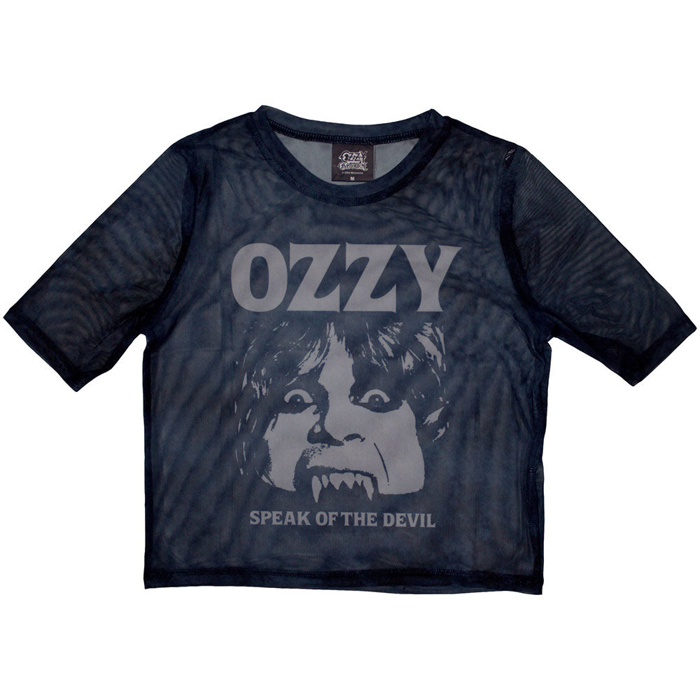 Ozzy Osbourne Women's Mesh Short Sleeve Crop Top - Speak Of The Devil