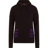 GOTHIC ROCK - Large Hood Ripped Hoody Purple-Black