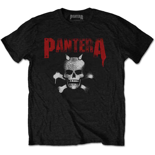 Pantera T Shirt - Horned Skull Stencil