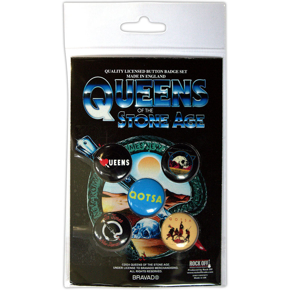 Queens Of The Stone Age Plastic Pin Badge - Circle Logo | Buy Now For 9.99
