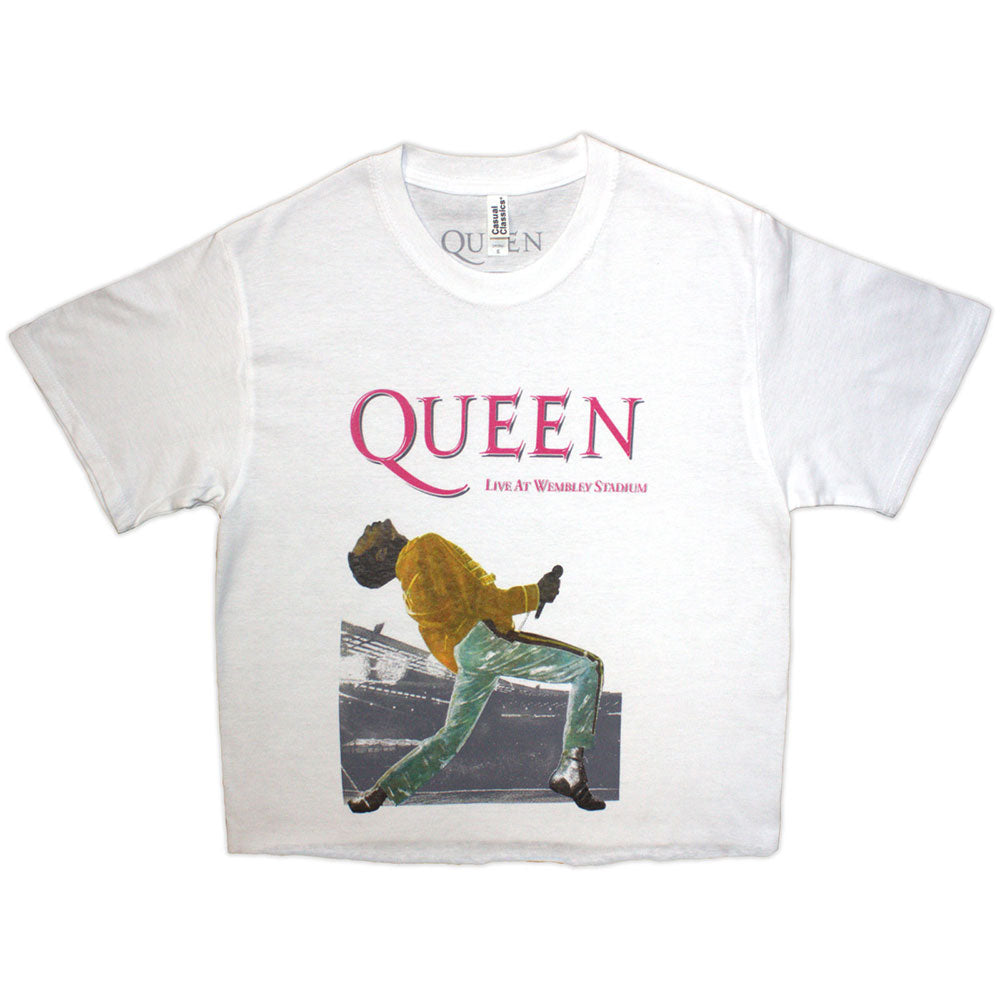 Queen Women's Crop Top - Wembley Stadium Magenta Logo | Buy Now For 24.99