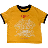 Queen Women's Crop Top - Face It Alone Crest Ringer | Buy Now For 24.99