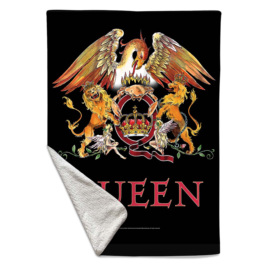Rocksax Queen Sherpa Fleece Blanket - Crest  | Buy Now From £39.99