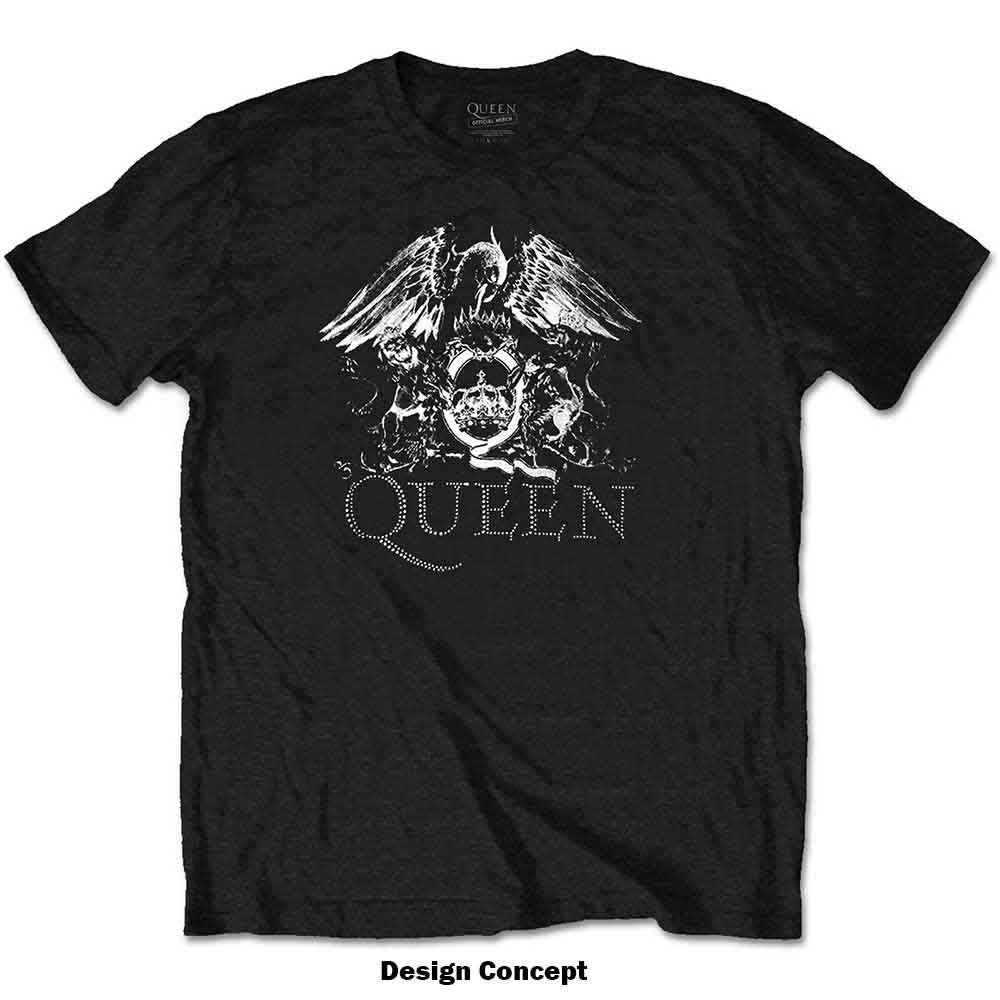 Queen T Shirt - Crest Logo Diamante