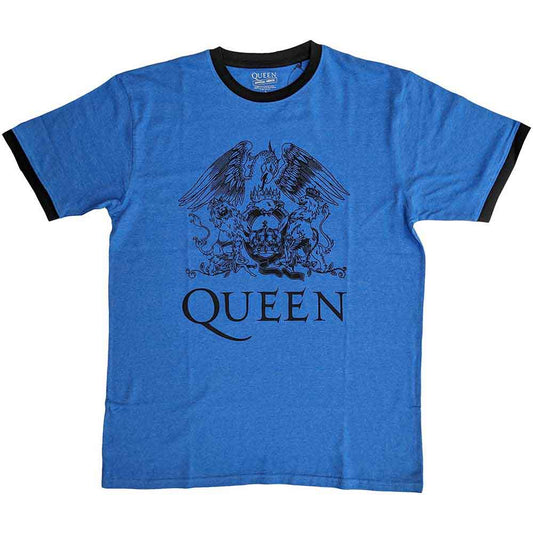 Queen T Shirt - Crest Logo Ringer