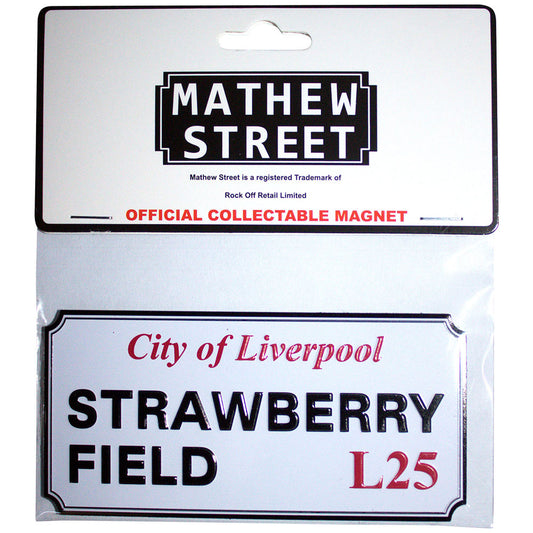 Rock Off Fridge Magnets - Strawberry Field Liverpool Sign Embossed