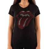 The Rolling Stones Women's T Shirt - Classic Tongue Rhinestone
