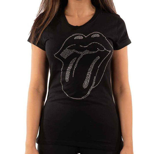 The Rolling Stones Women's T Shirt - Tongue Diamante