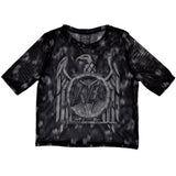 Slayer Women's Mesh Short Sleeve Crop Top - Mono Eagle