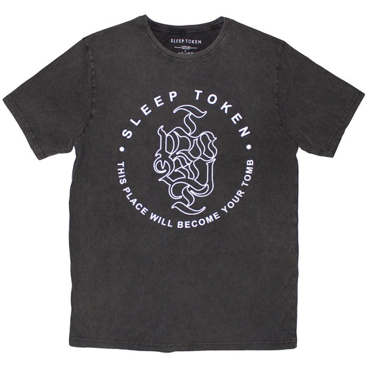 Sleep Token T Shirt - Tomb Text Ring Stone Wash | Buy Now For 24.99