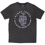 Sleep Token T Shirt - Tomb Text Ring Stone Wash | Buy Now For 24.99