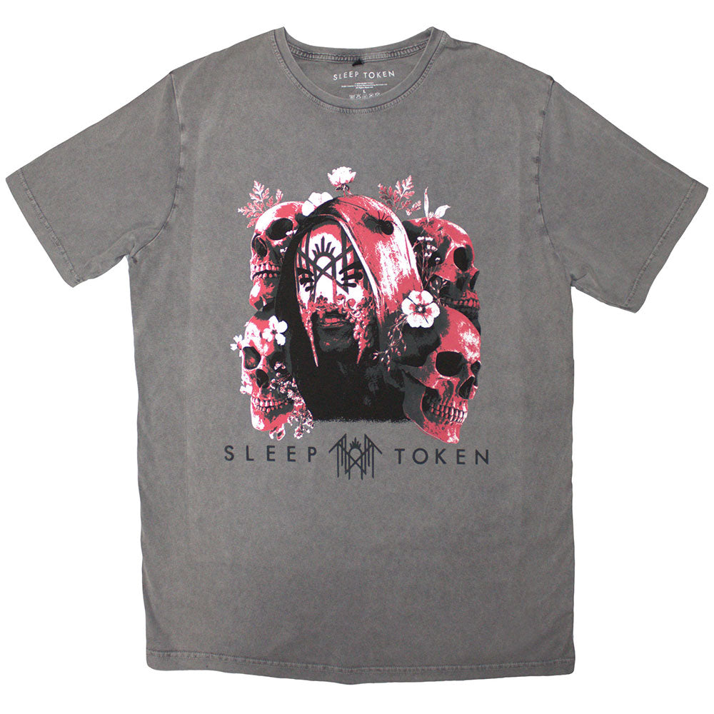 Sleep Token T Shirt - Skulls & Flowers Stone Wash | Buy Now For 24.99