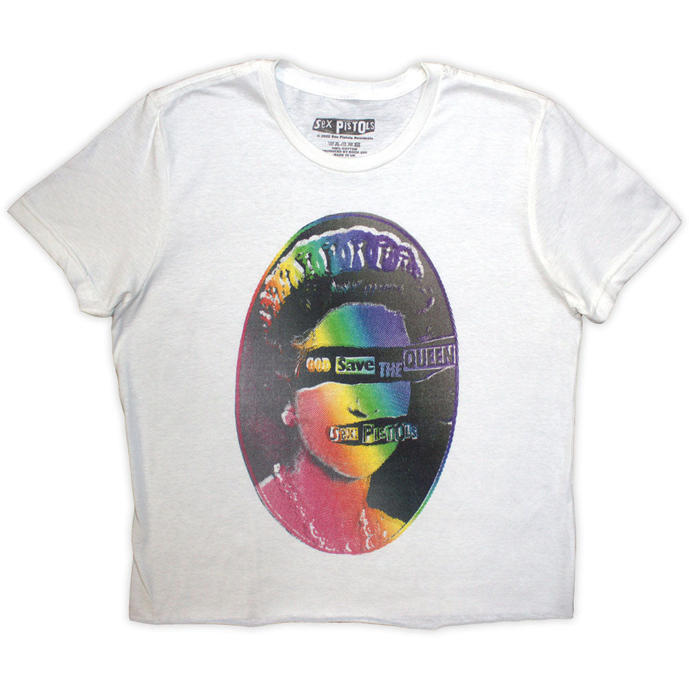 Sex Pistols Women's Crop Top - Gstq Rainbow Print | Buy Now For 24.99