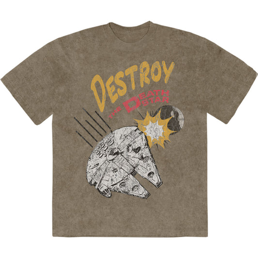 Star Wars T Shirt - Destroy Death Star Stone Wash | Buy Now For 24.99