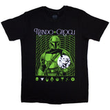 Star Wars T Shirt - The Mandalorian Mando & Grogu Neon