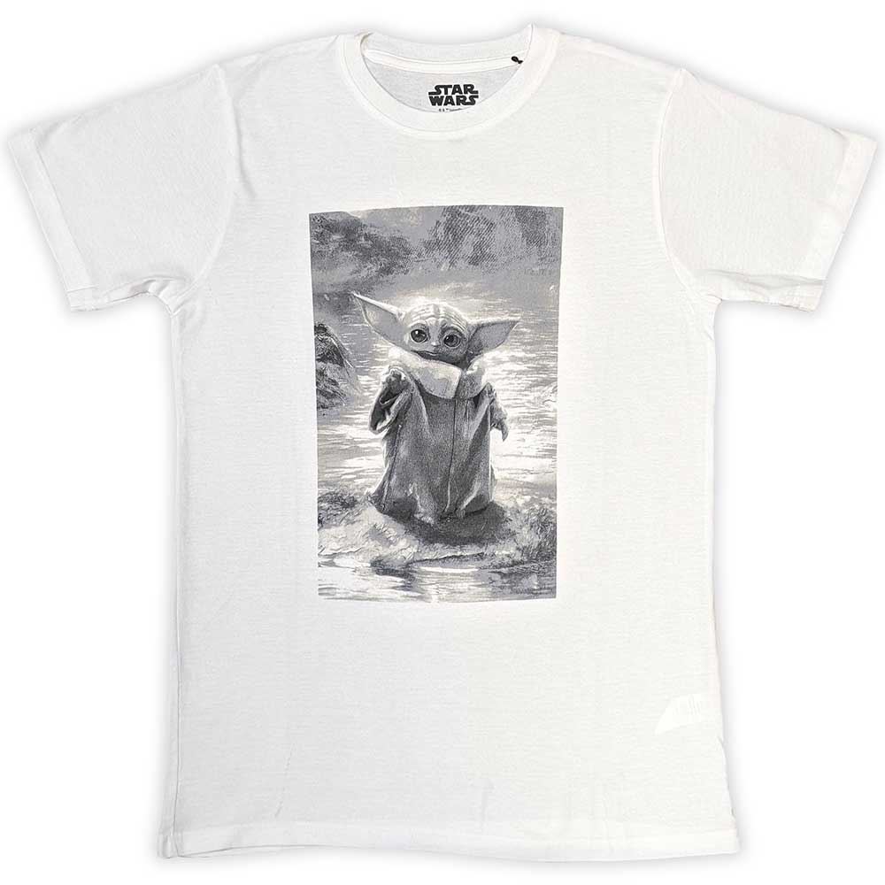 Star Wars T Shirt - The Mandalorian Grogu B&W