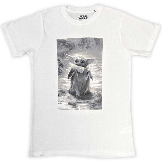 Star Wars T Shirt - The Mandalorian Grogu B&W