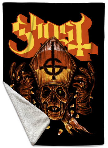 Rocksax Ghost Sherpa Fleece Blanket - Candy Corn