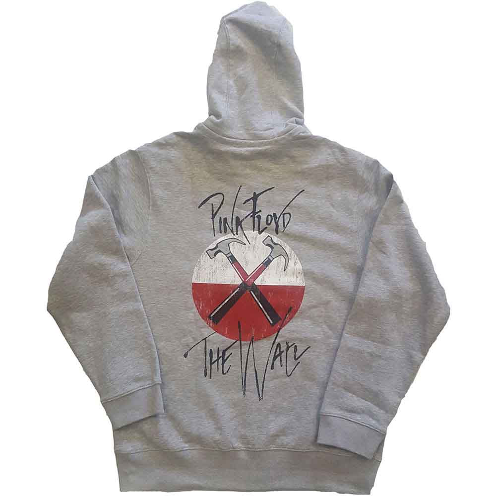 Pink Floyd The Wall Zip Hoodie - The Wall Faded Hammers Logo