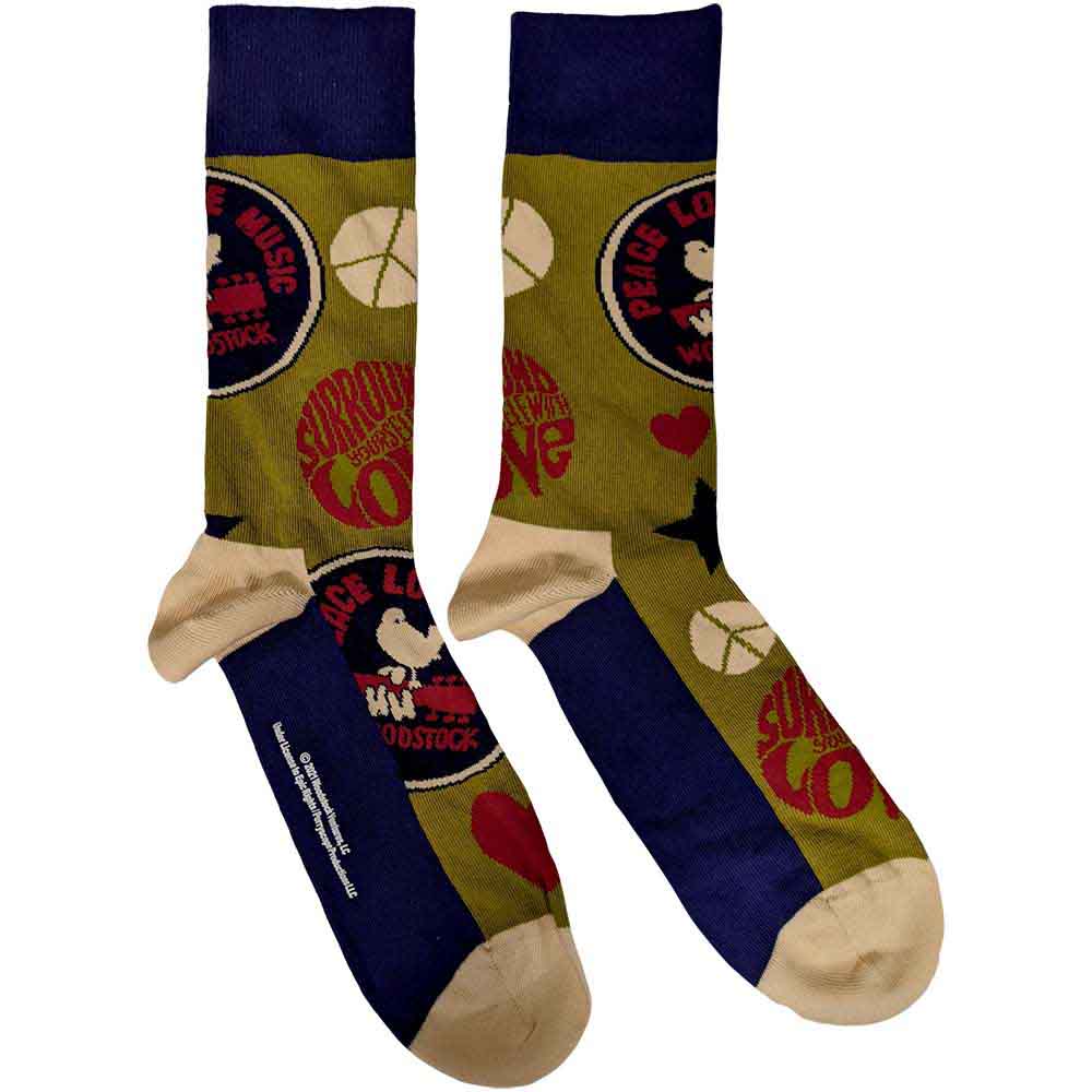 Woodstock Socks - Peace - Love - Music