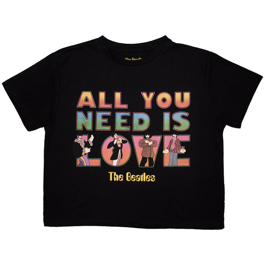 The Beatles Women's Crop Top - Yellow Submarine Aynil Stacked | Buy Now For 24.99
