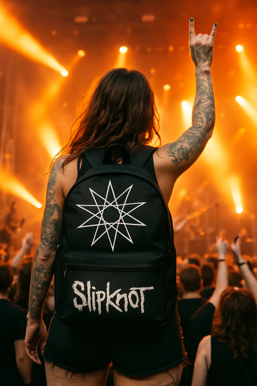 Rocksax Zaino Ufficiale Slipknot – Wanyk Tribal, Nero, 43x30x15 Cm, Poliestere 900D, Per Laptop, Viaggi E Festival, Regalo Per Fan