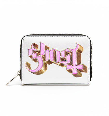Rocksax Ghost Purse (Women's Bi-Fold Zipped Wallet) - Pink Logo
