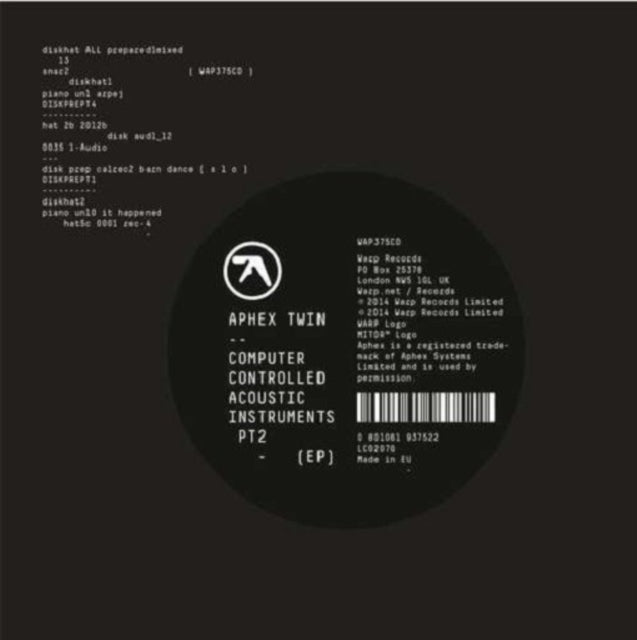 Aphex Twin LP Vinyl Record - Computer Controlled Acoustic Instruments Pt 2 Ep