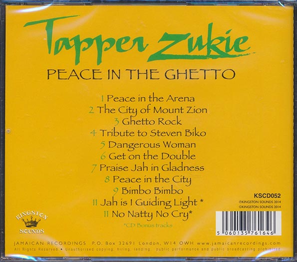 Tappa Zukie  CD -  Peace In The Ghetto