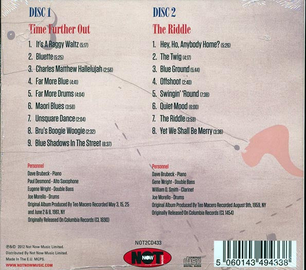 The Dave Brubeck Quartet  CD -  Time Further Out (2xCD)